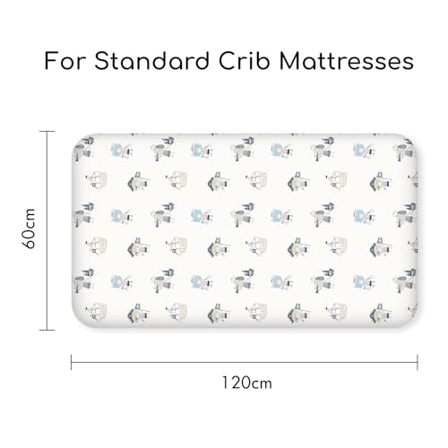 Image of Nap Mat Sheet 47 inchx24 inch, 3 Pack Blue Ocean Sailor Baby Crib Sheets Fitted Elastic Corners, Preschool Day Care Rest Mat Cover, Soft Breathable - Compatible with Regalo My Cot, Joovy Travel Cot