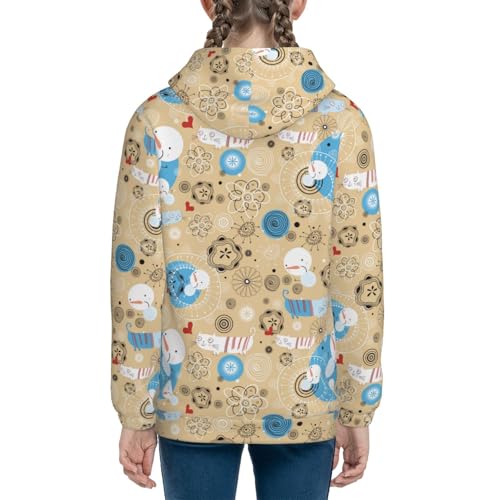 Cats and Snowmen Kids Pullover Hoodies Boys Sweatshirts Girls Athletic Clothes with Pocket4