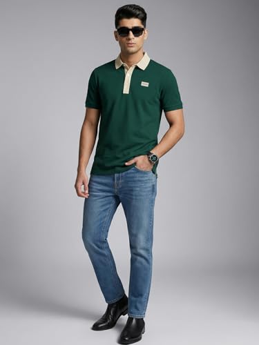 Image of Veirdo Men's Polo T-Shirt Regular Fit, Half Sleeve Contrast Collar Tee, Solid Color Summer Wear, Comfortable Travel, Casual & Office Styling (Sizes S-2XL)