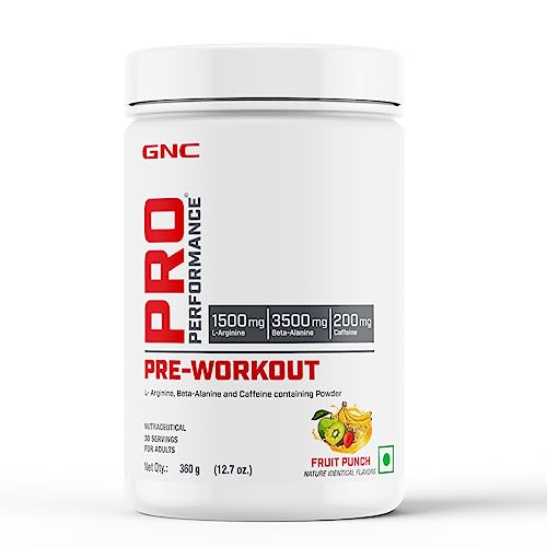 Image of GNC Pro Performance Pre-Workout | 360 gm | 30 Servings | Boosts Pump & Energy | Speeds Up Recovery | 1500 mg L-Arginine | 3500 mg Beta-Alanine | 200 mg Caffeine | Fruit Punch