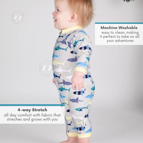 Image of SwimZip UPF50+ Boys Swim Shirt, Long Sleeve One Piece Kids Sunsuit