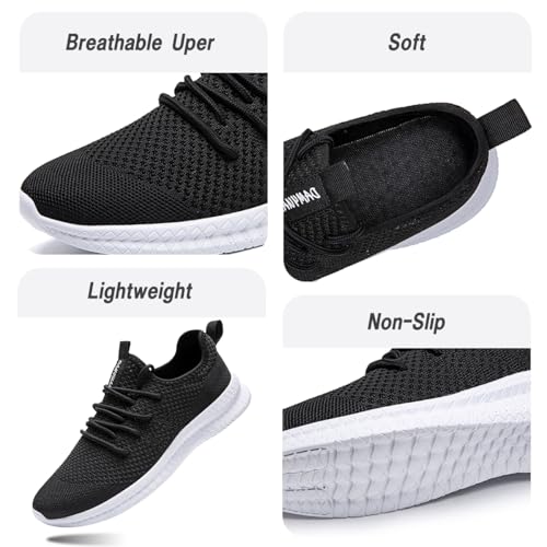 Image of Men Slip On Walking Shoes Tennis Gym Workout Sneakers Breathable Lightweight Non-Slip and Comfortable for All-Day Wear Sports Work and Walking Black White Size US 10