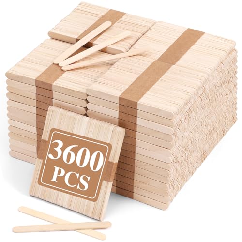 3600pcs Craft Sticks Bulk Natural Wooden Ice Cream Sticks 4.5 Inch Popsicle Sticks for Crafts Food and Hair Remova DIY Crafts Supplies for Home Art Projects