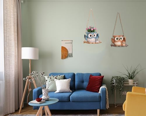 Swing Owl Hanging Planters for Indoor Plants, Cute Small Succulent Pots with Drainage Hole, Unique Resin Plant Hangers Outdoor, Hanging Plant Holder for String Of Pearls, Gift Ideas for Mother - Image 6