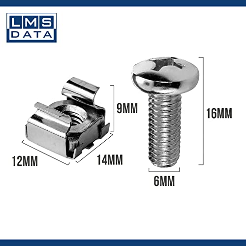 LMS DATA M6 Cage Nuts, Bolts and Washers Kit 20 PACK- For Rack Mount Equipment installation on Network cabinets (20 pack, Nickle) - Image 4