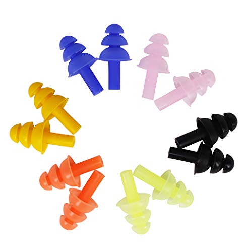 CDOFFICE 6 Pairs Swimming Ear Plug Soft and Flexible Swimming Earplugs for Adults and Youth