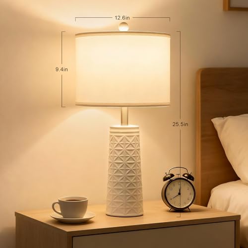 Lámpara de mesa moderna de resina beige set x2 25.5 pulg miniatura 2