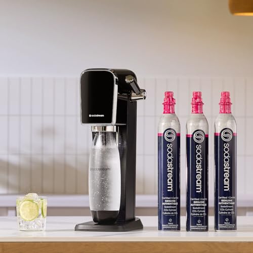 SodaStream Art Sparkling Water Maker Bundle in Black, with 3-Pack CO2 and Carbonating Bottle