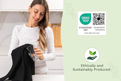 Image of Black Flour Sack Tea Towels - 100% Cotton, 27 inchx27 inch, 5 Pack, Highly Absorbent Dish Towels - Versatile Use for Baking - Customize with Embroidery, Printing or Sublimation