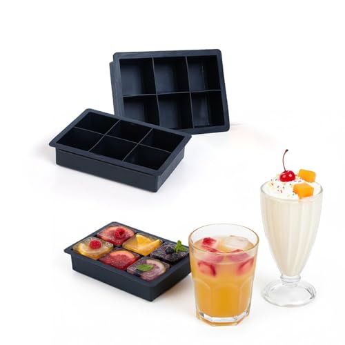 Image of Ice Cube Tray Flexible Multi-Compartment Freezer Tray Assorted Colours and Shapes (2 Pack 6 Big)
