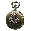 SIMAOTE Vintage Quartz Pocket Watch with Flower Pattern Cover and Chain for Women