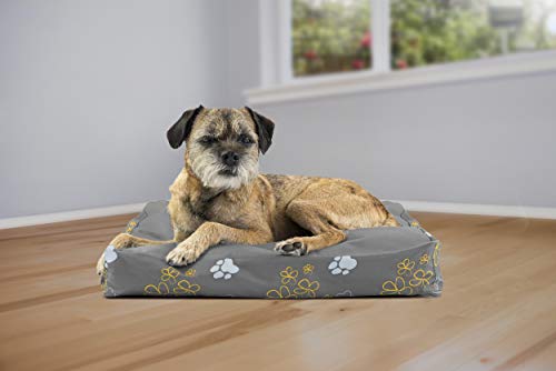 Image of Furhaven Water-Resistant Pillow Dog Bed for Small Dogs w / Removable Washable Cover - Indoor & Outdoor Garden Print Mattress - Iron Gate, Small