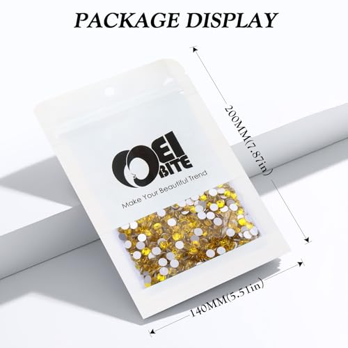 Image of Yellow Flatback Rhinestones, Glass Rhinestones for Nail Art and Craft, Glue Fix, Loose Crystal Gemstones(Yellow, SS12, 2880pcs, 2.9-3.0mm)