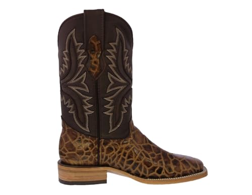 Texas Legacy Mens Honey Brown Cowboy Boots Sea Turtle Print Leather Square Toe2