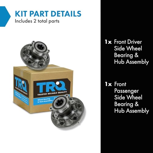 Image of TRQ Front Driver and Passenger Side Wheel Bearing and Hub Assembly Set 2 Piece Compatible with 2009-2012 Chevrolet Colorado 4WD 2009-2012 GMC Canyon 4WD
