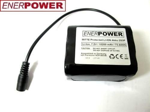 Enerpower Mid 2s3p Bike LED Light/Battery 7.4 10200 mAh with DC Plug 5.5/2.1 mm)