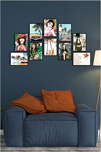 Çerçevesiz Çerçeve Görünümlü 10 Parça Mdf Tablo Seti Çoklu Çerçeve Seti Mdf Baskı Özc-MDF10