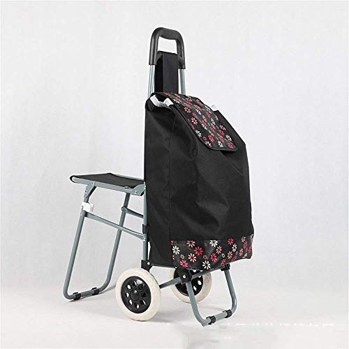 Einkaufstrolley Faltbarer Einkaufstrolley mit Blumendruck Wasserdichter Einkaufstrolley aus Oxford-Stoff auf 2 Rädern… – Bild 4