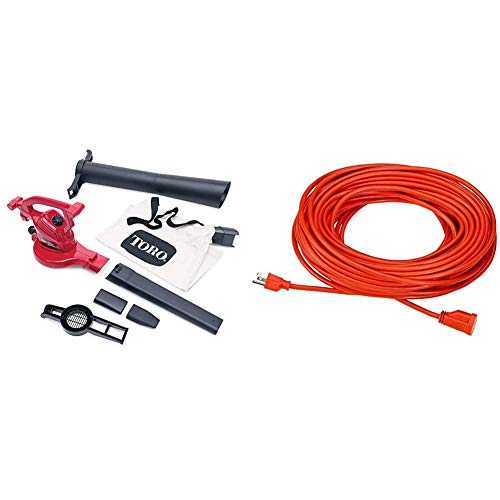 Toro 51619 Ultra Electric Blower Vac, 250 mph, Red & AmazonBasics 16/3 Vinyl Outdoor Extension Cord | Orange, 100-Foot Toro 51619 Ultra Electric Blower Vac, 250 mph, Red & AmazonBasics 16/3 Vinyl Outdoor Extension Cord | Orange, 100-Foot