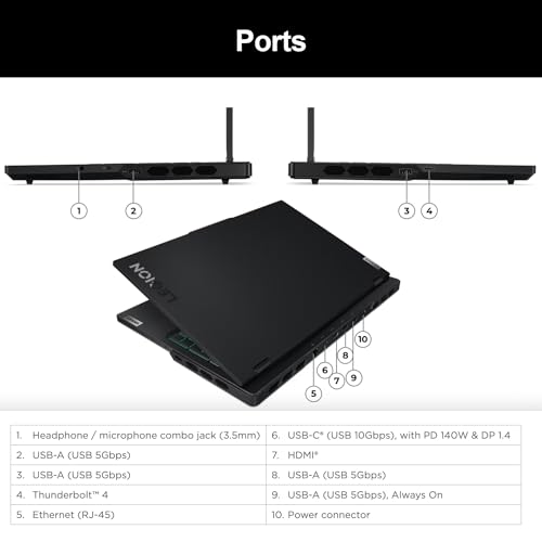 Image of Lenovo Legion Pro High-Performance i9 Gaming Laptop, 16 inch WQXGA 240Hz, Intel Core i9-14900HX, NVIDIA GeForce RTX 4090, 64GB DDR5 RAM, 4TB SSD, HDMI, RGB Backlit KB, Webcam, Wi-Fi 6, Win 11 Pro