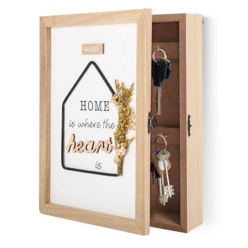 LIFEJXWEN Caja para Llaves de Madera, Armario para Llaves con 6 Ganchos, Soporte de Pared para Llaves, Estante para Llaves...
