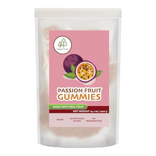 Tropical Fruit Gummies: Passion Fruit - Vegan Chewy Candy Made with Real Fruit, No Preservatives, Exotiv Flavors from Thailand - 14Oz Resealable Bag (1, Passion Fruit)