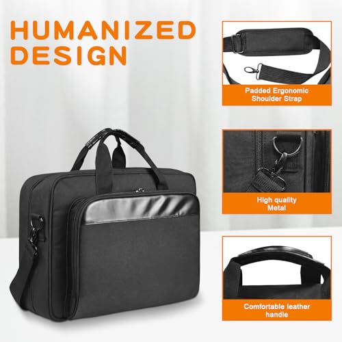 Double-Layer Portable Mobile Printer Storage Bag with 16.14 in Compatible with HP Tango/Tango X, HP Officejet 250/200 Printer Carrying Case with Laptop Layer, Shoulder & Trolley Strap3