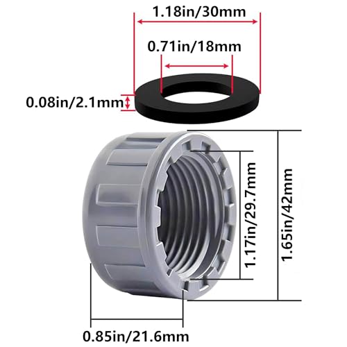 HAOBIN 4pcs PVC Screw Cap PVC Screw Cap 32mm Round Female Thread Hose Connection Cap Round with Seal Female Thread Drain Pipe with Rubber Seal for Garden and External Hose Ends - Image 2