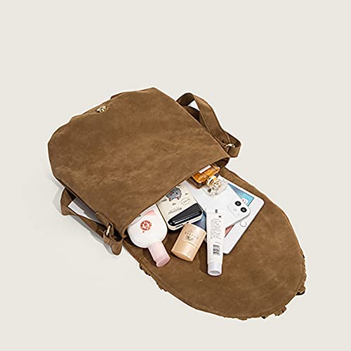 Faux Suede Fringe Hobo Satchel,Tassel Shoulder Tote Bag,Vintage Crossbody Messenger Bag, Hippie Handbag For Women, One Color, One Size2