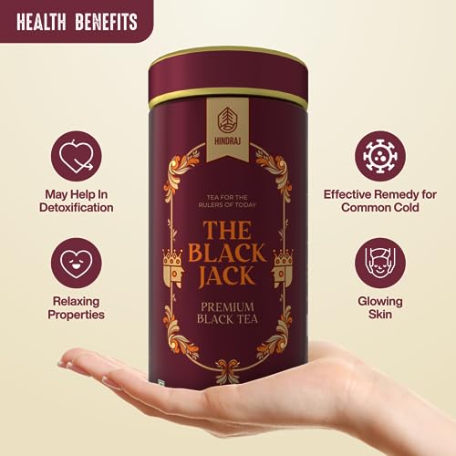 Image of Hindraj The Black Jack Classic Black Tea Loose Leaves 180 g Strong Kadak Chai Blend Organic, Rich Aroma, Great Daily Chai for Tea Lovers