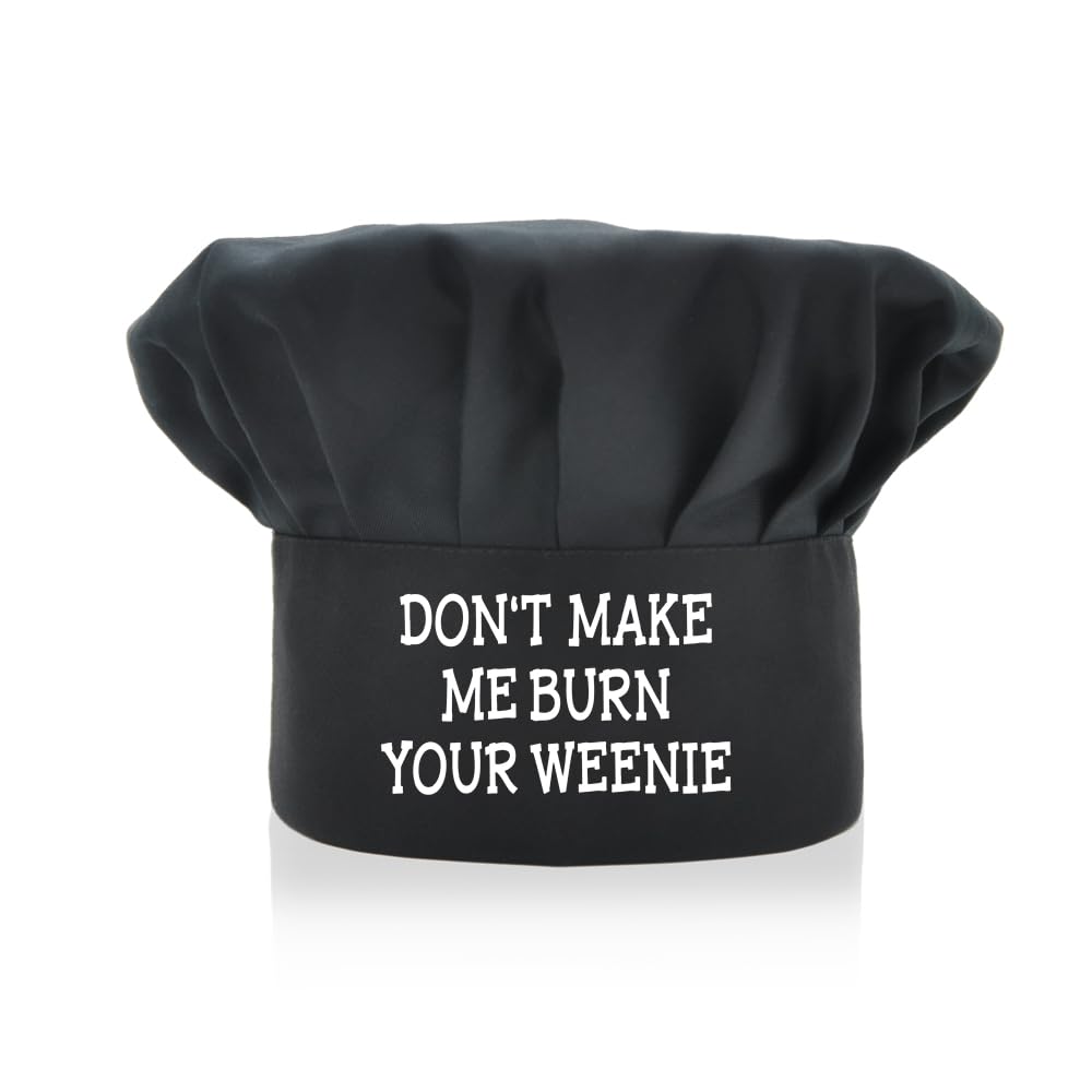 ZBBFSCSB Don't Make Me Burn Your Weenie Funny Chef Hat, Adjustable Chef Hat, Funny BBQ Cooking Chef Hat for Men, Christmas Father's Day Birthday Gift for Husband Dad Grandpa Brother Nephew