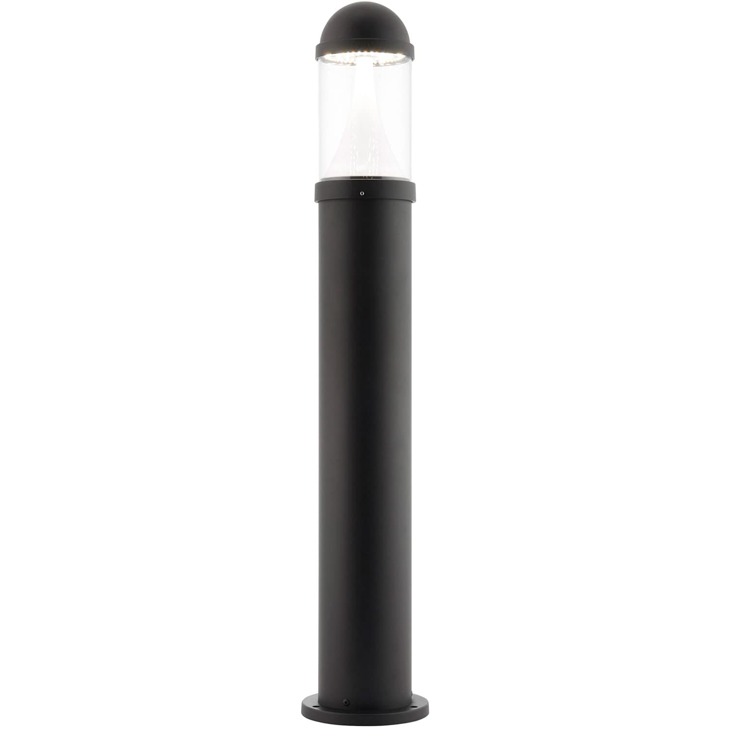 Loops Outdoor Bollard Post Light - 20W CCT LED Module - Textured Black Aluminium Alloy & Polycarbonate - Colour Changing Technology - IP65 Rated - Root Kit Included - Pathway LED Lighting