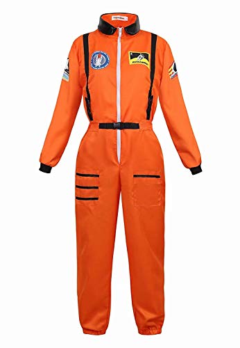 Jutrisujo Deguisement asûronaute Adulte Costume Halloween Cosplay pour Femme Espace Mission Cosmonaute Orange L Cover