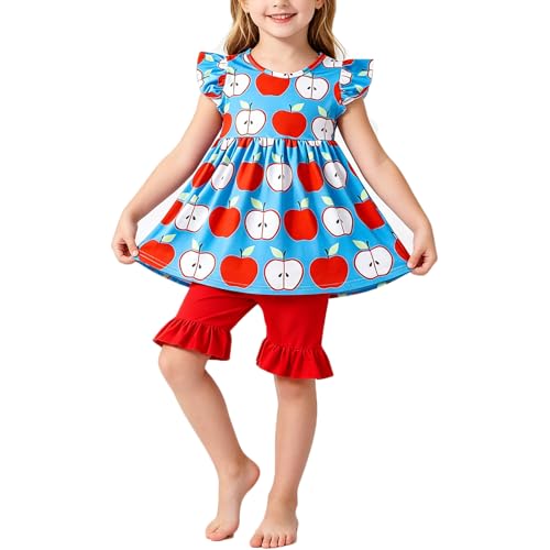 Toddler Girls Back to School Ruffle Dress and Pants Set