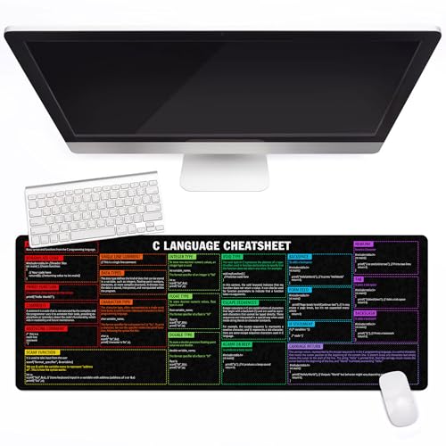 Image of C Programming Language Cheat Sheet Mouse Mat KMH Mouse Pad for Coders, Developers, Large Desk Mat, C Basics Mousepad Essential Computer Accessories for Study, Work, and Reference Purposes