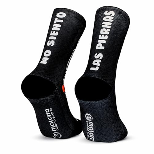 Maldita Buena Suerte Calcetines Ciclismo Técnicos Hombre y Mujer – MTB y Carretera – Transpirables, Sin Costuras y Antirozaduras – Diseño PIERNAS NEGRO – Talla 41 43