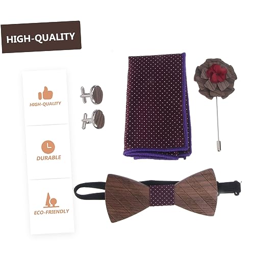 Set de pajarita de madera para mujer con accesorios miniatura 6