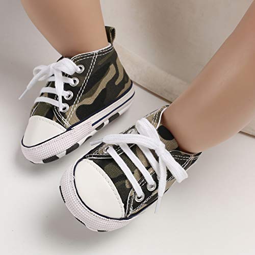 Image of Unisex Baby Girls Boys Canvas High-top Shoes, Newborn Infant Anti-Slip Soft Sole Frist Walking Breathable Sneakers