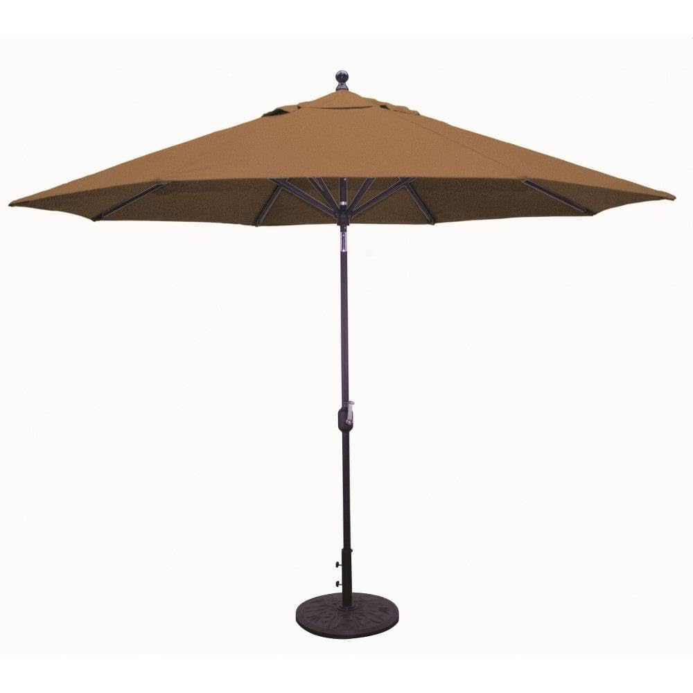 Galtech International 789BK68 Deluxe Auto Tilt - 11' Round Umbrella, Choose Fabric Color: 68: Teak, Choose Pole Finish: BK: Black