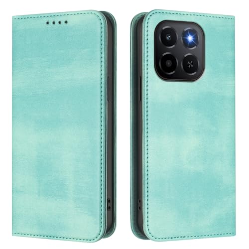 Custodia a portafoglio pelle di alta qualità per Honor X6C classica custodia a magnetica sintetica compatibile con X6C verde menta