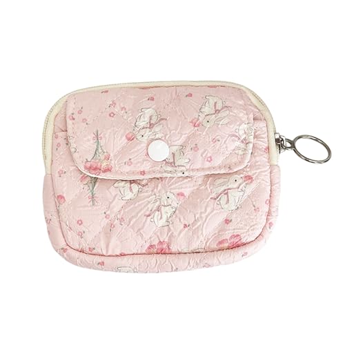 Bouquet Bunny Wallet,Floral Wallet with Cute Prints Zipper Coin Pouch for Women Girls