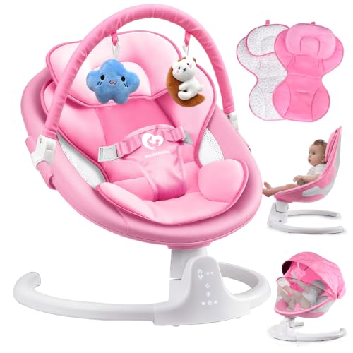 Image of Bluetooth Baby Swing for Infants Indoor & Outdoor Portable, 3 Seat Positions, 5 Speeds, Remote, USB Power, Season Cushion