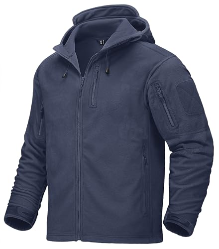 CRYSULLY Men's Fleece Jackets Tactical Military Hunting Winter Windproof Warm Hoodie Coat Jacket