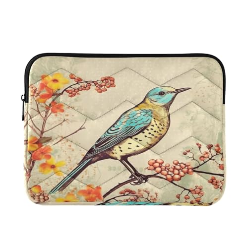 Funda para portátil 13-14 pulgadas con diseño de pájaro, impermeable y resistente