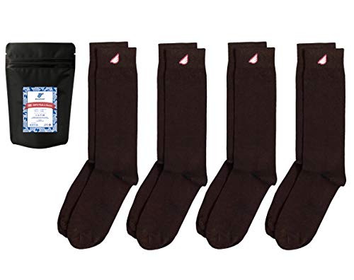 Boldfoot Socks - Mens Cotton Premium Quality Solid Color Dress Socks Gift 4-Pack, Made in America (4 Pairs, Brown)