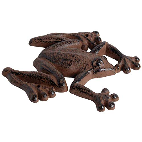 L'Héritier Du Temps Dekofigur Frosch oder Tier, zum Aufstellen aus Gusseisen patiniert, braun, 1,7 x 12 x 13,5 cm