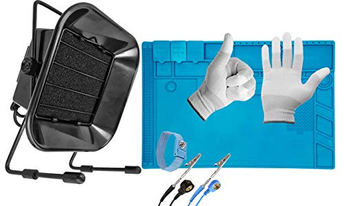 Minadax XL Lötmatte 48 x 31.8cm + Lötrauchabsauger + Handgelenkschlaufe + Handschuhe - Silikonmatte 500°C Hitzebeständige Reparaturmatte - Rutschfest Cover
