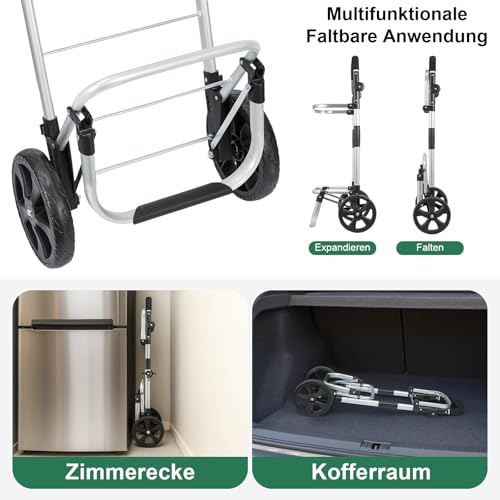 Generisch Einkaufstrolley 64 L, klappbarer Einkaufswagen mit Aluminiumrahmen, bis 60 kg Tragkraft, große Rollen & höhenverstellbarer Griff, Faltbare Einkaufstasche mit Kühltasche – Bild 6