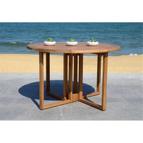 Safavieh PAT7036A Outdoor Collection Wales Teak Round 47.24 Inch Dining Table thumb #7