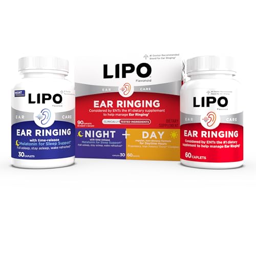 Lipo Flavonoid Day & Night Combo Kit, Tinnitus Relief for Ringing Ears, Lipo Flavonoid Plus & Lipo Flavonoid Night with Melatonin & Vitamin C, 90 Caplets